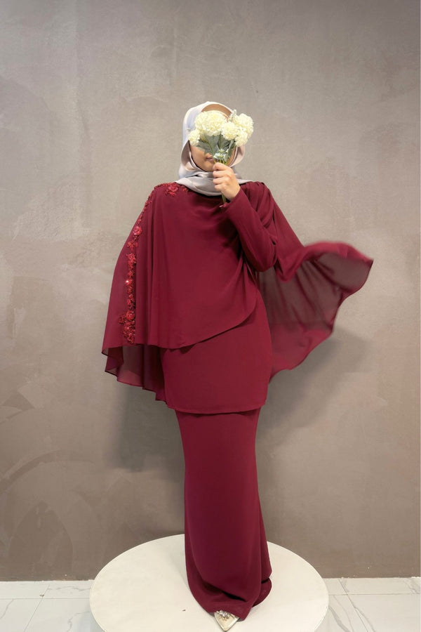 Grace Kurung in Burgundy S.E